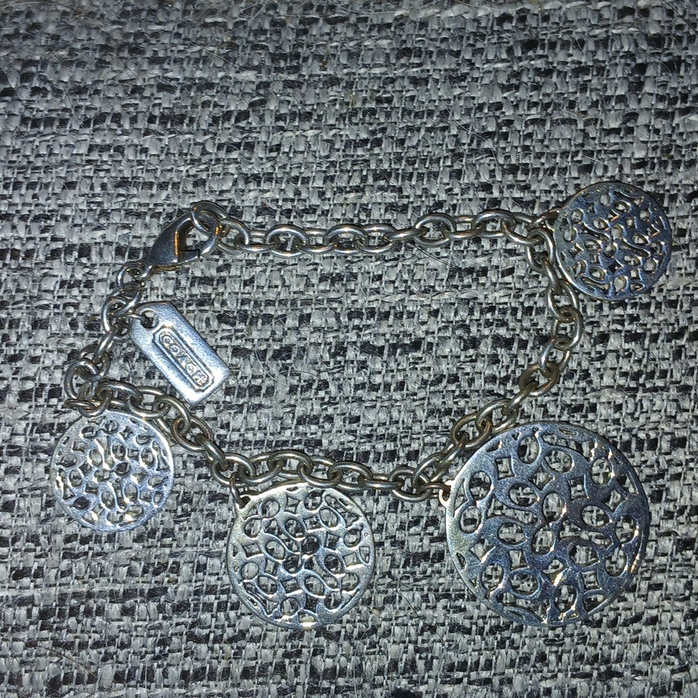 Coach Silver Filigree Disc Bracelet